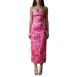 Mirror Palais S&M Pink Silk Dress Tulip Size L